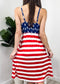 Independence Day Flag Dress With Suspenders And Buttons