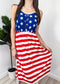 Independence Day Flag Dress With Suspenders And Buttons