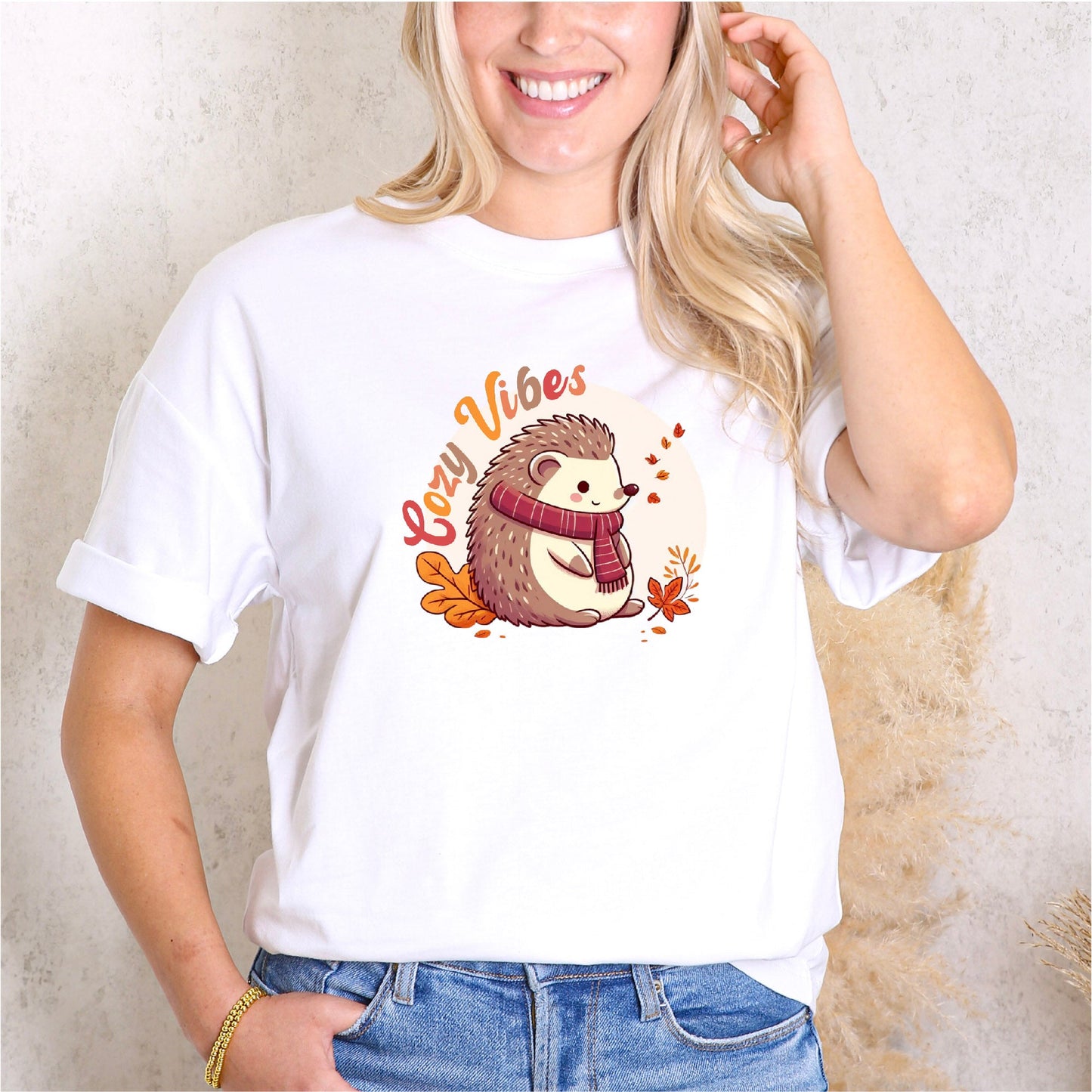 "Hedgehog Cozy Vibes" Fall Vibes T-Shirt