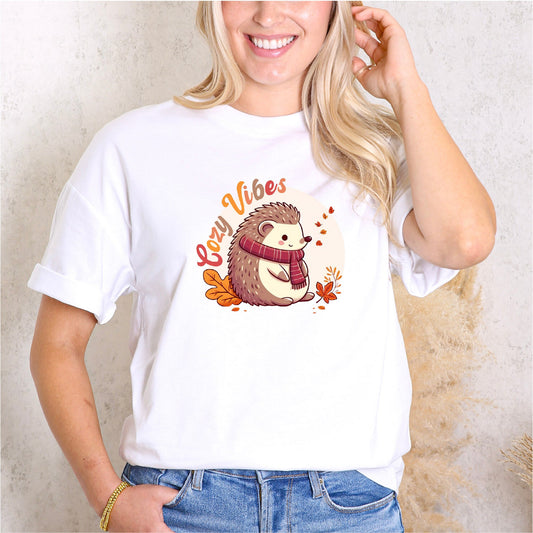 "Hedgehog Cozy Vibes" Fall Vibes T-Shirt