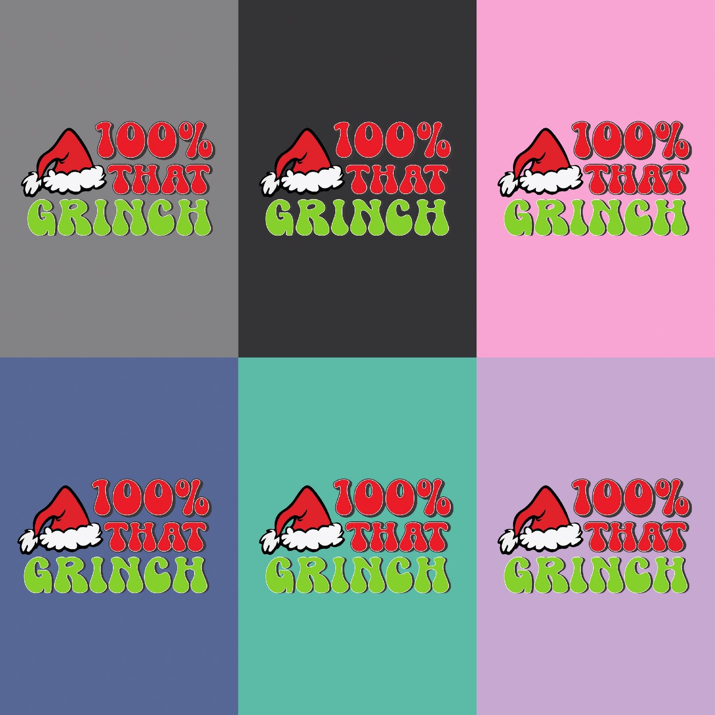 Capturing Christmas Contrasts: '100% That Grinch' Shirt with Santa Claus Hat