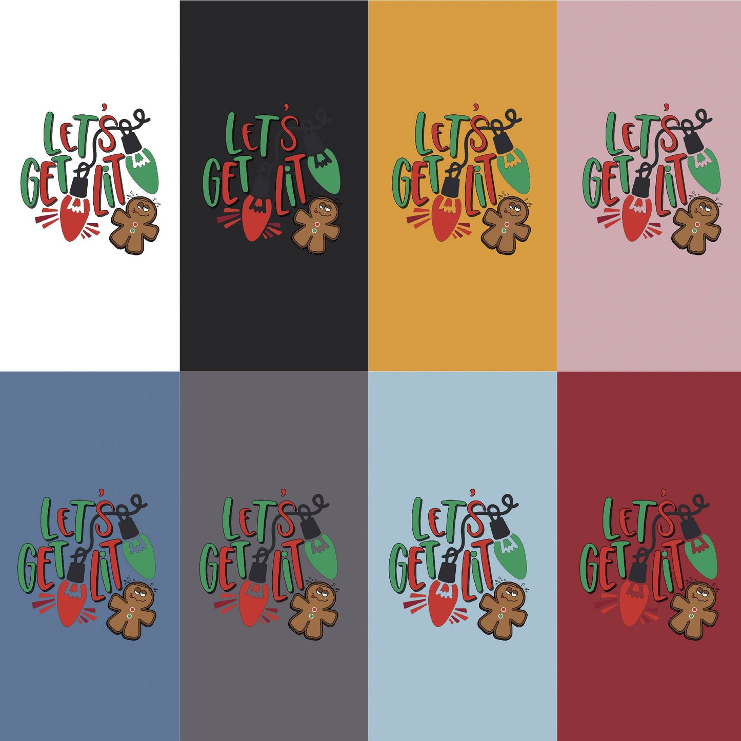 Whimsical Glow: 'Let's Get Lit' Shirt Featuring a Wacky Gingerbread Man