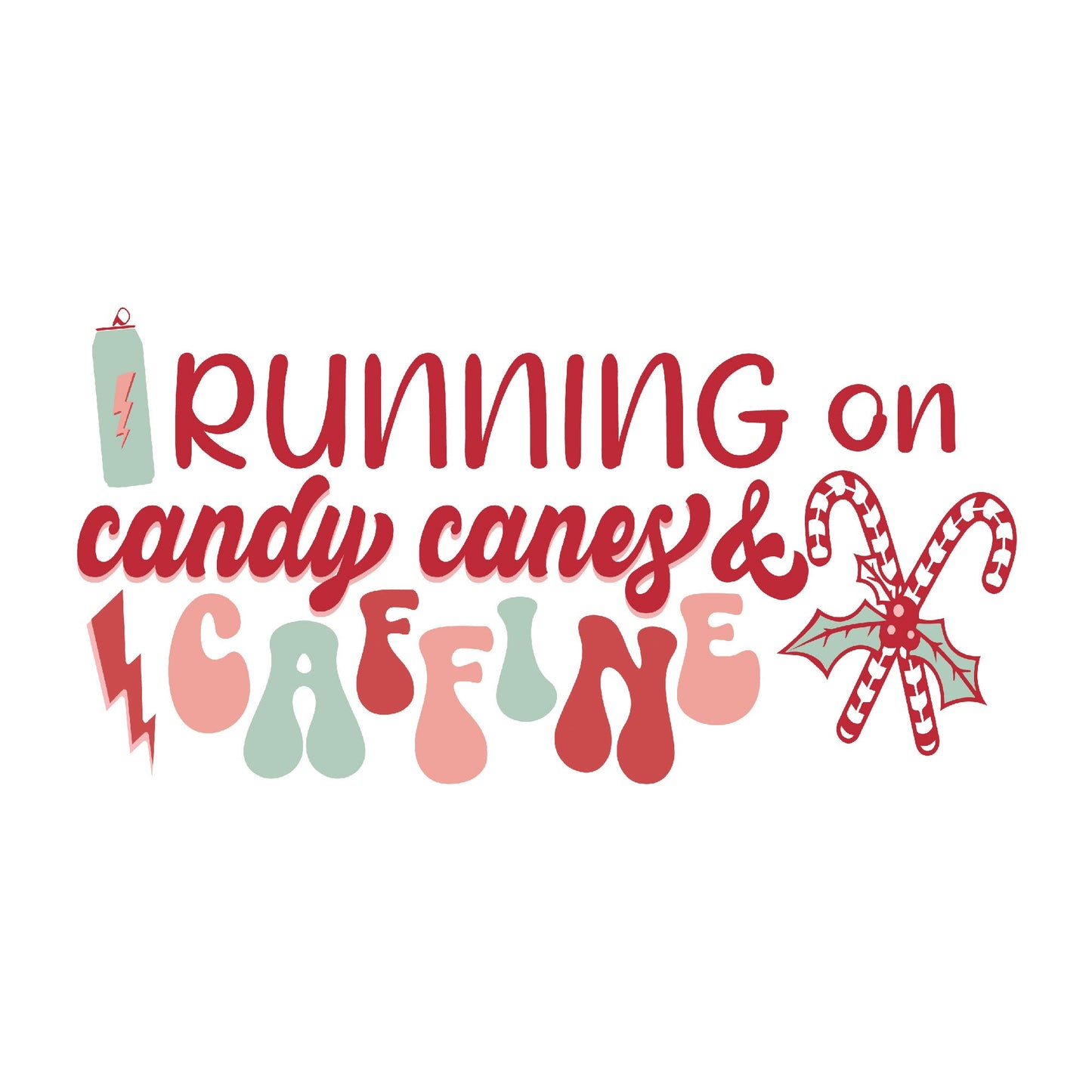 Candy Canes & Caffeine Rush: Christmas Edition Tee with Sweet Energy Boost