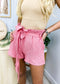 Textured Paperbag Waist Shorts