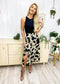 Paint Stroke Print Midi Skirt