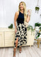 Paint Stroke Print Midi Skirt