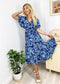Surplice Neck Floral Flutter Sleeve Dress