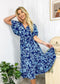 Surplice Neck Floral Flutter Sleeve Dress