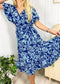 Surplice Neck Floral Flutter Sleeve Dress