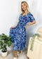 Surplice Neck Floral Flutter Sleeve Dress