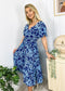 Surplice Neck Floral Flutter Sleeve Dress