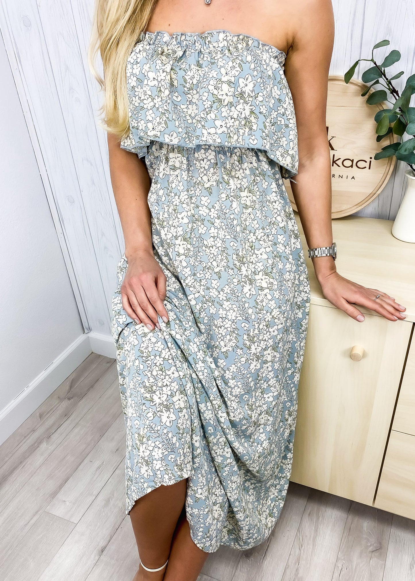 Tube Layered Floral Print Dress