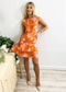 Two Tone Floral Ruffle Dress