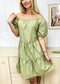 Round Neck Puff Sleeve Classic Dress