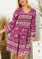 V Neck Bohemian Print Dress