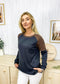 Casual Crewneck Sweatshirts Long Sleeve Color Block Blouses Side Slit Pullover Tops