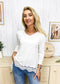 Tunic Tops Long Sleeve Lace Trim U-Neck Blouse Solid Color Shirts