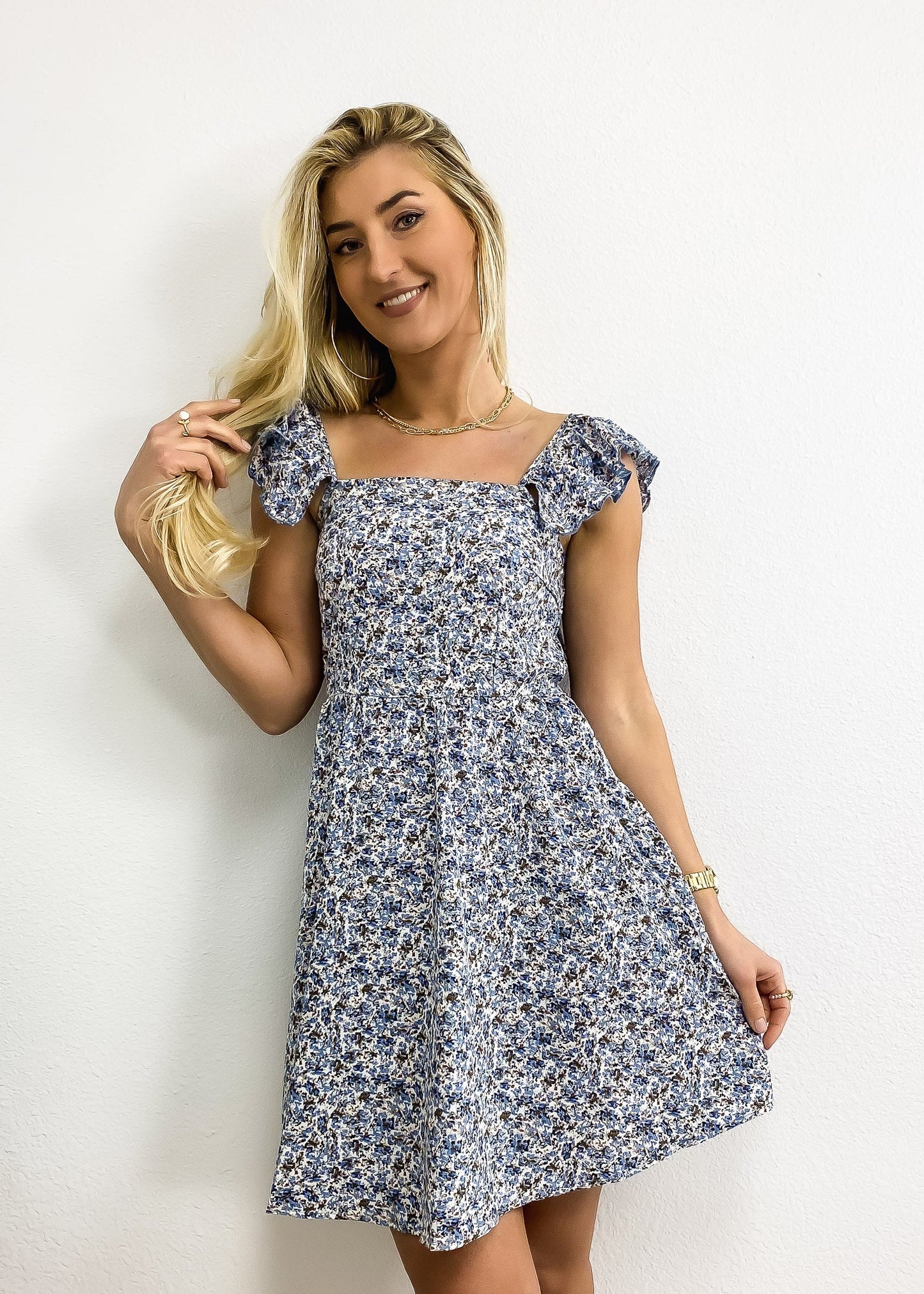 Straight Neck Floral Summer Dress