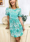 Geometric Paisley Puff Sleeve Dress