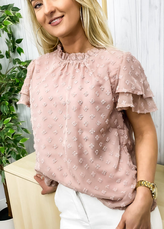 Textured Tiered Sleeve Blouse