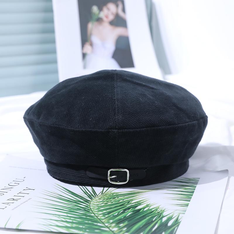 Belt Buckle Corduroy Beret