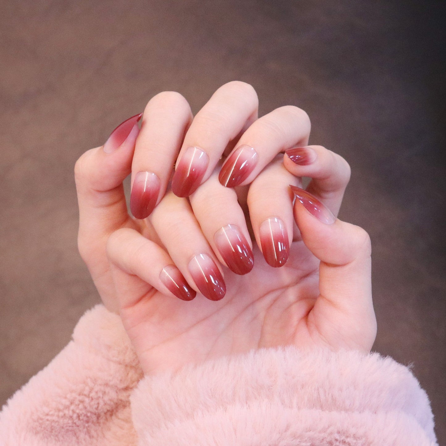 Medium Rounded Red Ombre Press On Nails with Bow and Heart – Anna-Kaci