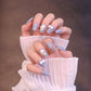 Medium Squared Light Blue Press On Nails with Rose and Bow Charms