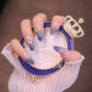 Long Almond Periwinkle Press On Nails with Crystal Pendant Charms