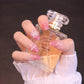 Medium Rounded Baby Pink Press On Nails with Ruched Charm and Pearls