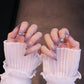 Long Almond Periwinkle Press On Nails with Crystal Charms