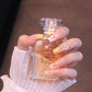Long Square Yellow French Tip Press On Nails with Bow