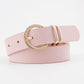 Faux Leather Belt with Classic Gold Round Buckle