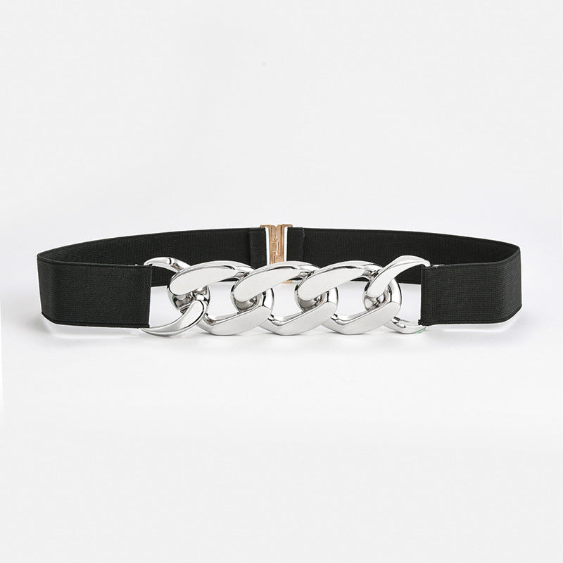 Stretchy Fashion Belt with Chain Links and Clasp