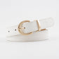 Classic Faux Leather Croc Belt with Gold Horseshoe Buckle