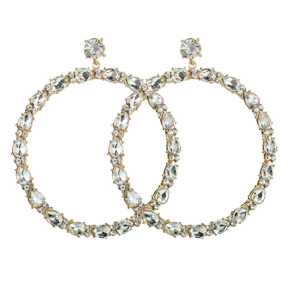 Round Circle Crystal Embellished Earring