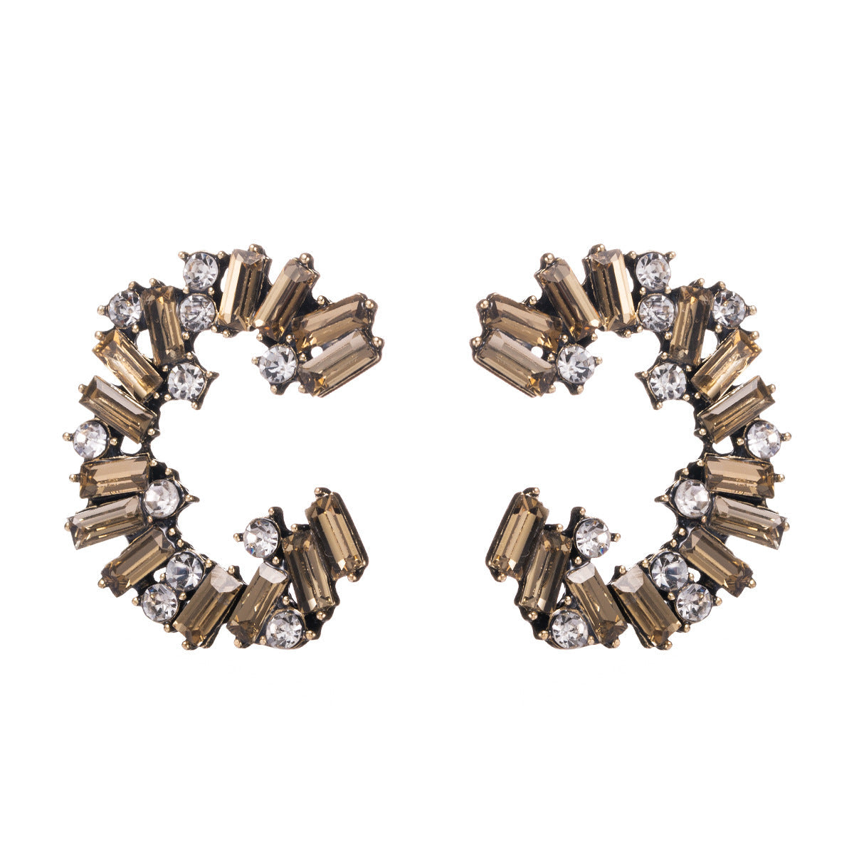 Open Wreath Geometric Crystals Earrings