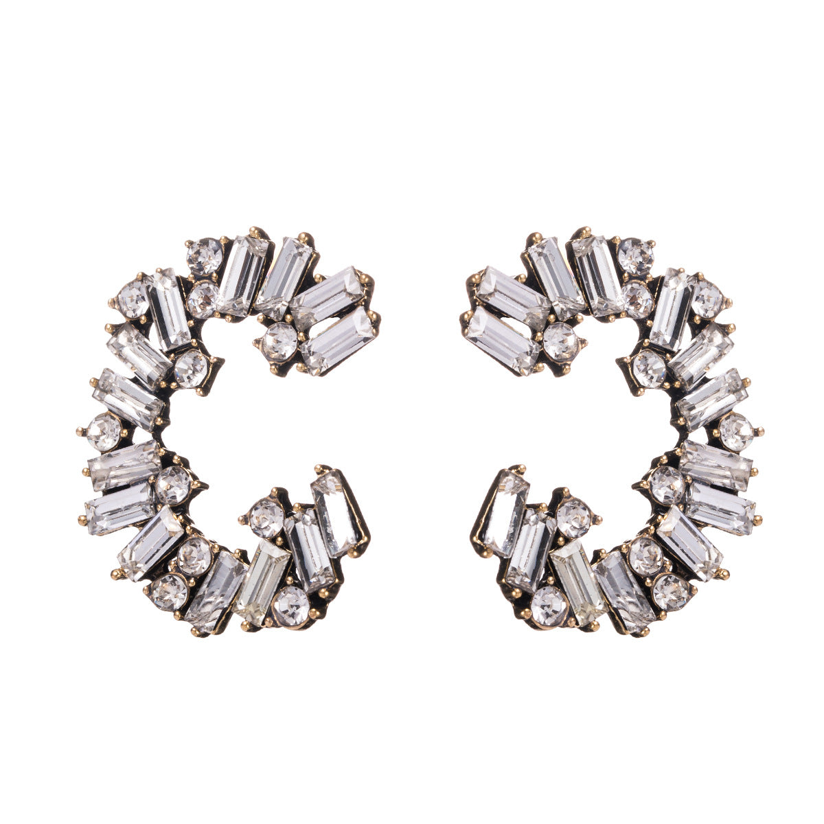 Open Wreath Geometric Crystals Earrings