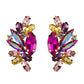 Large Glistening Crystals Curved Earring Stud