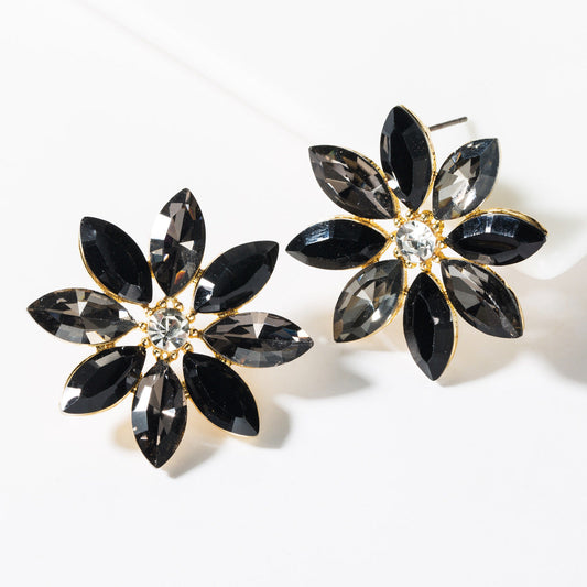 Flower Shaped Crystals Earring Stud