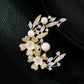 Floral Half Moon Brooch with Crystals and Pearls