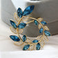 Sapphire Blue Leaf Garland Brooch