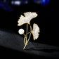 Clover Leaf Crystal Embellished Brooch with Pearl