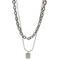 Silver Layered Chain Necklace with Silver Plate