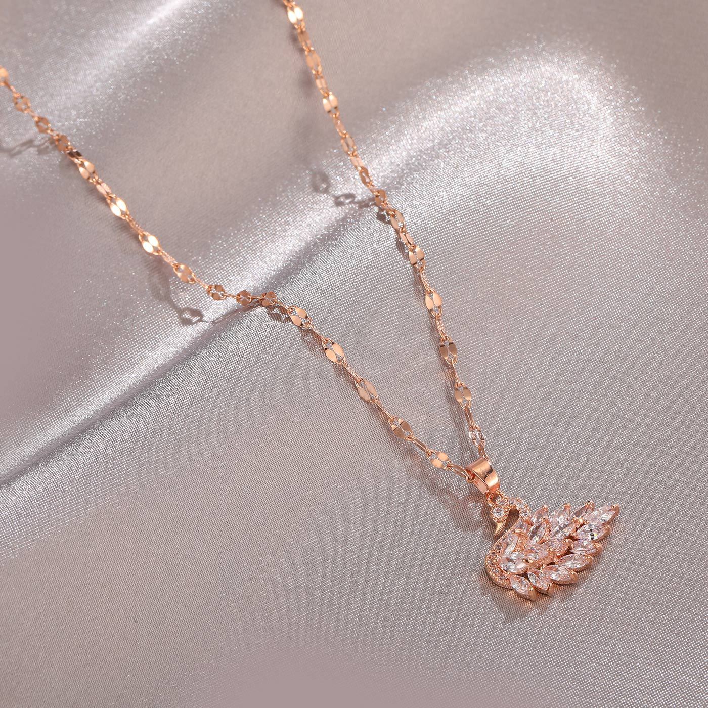 Diamond Swan Pendant Necklace
