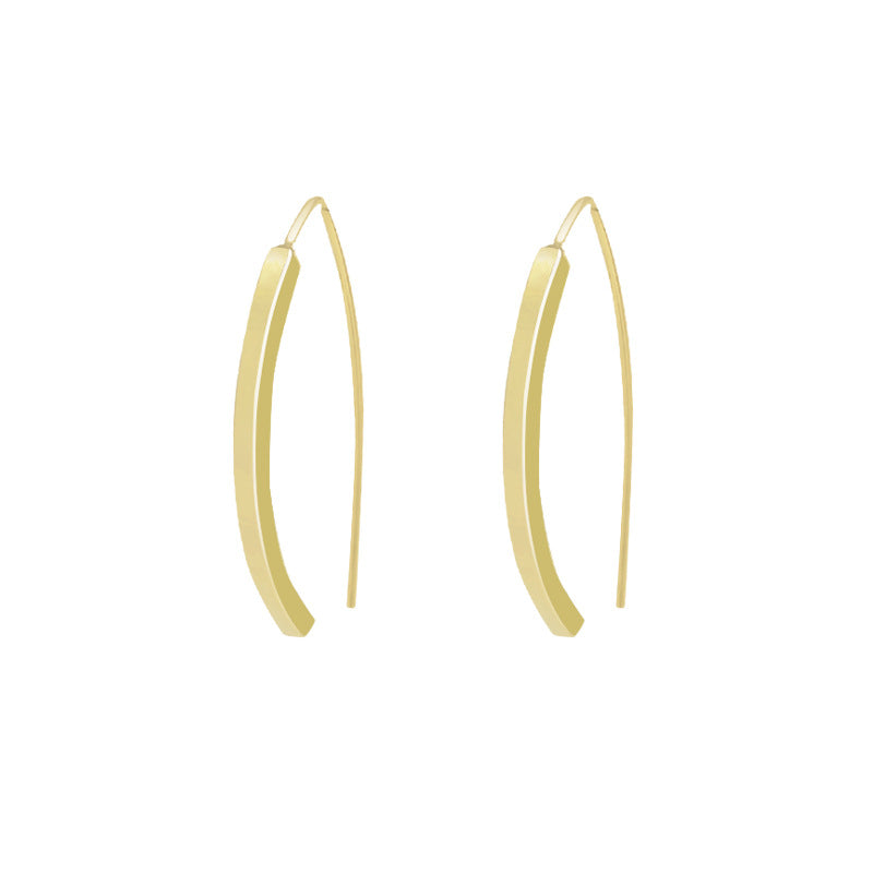 Gold Simplistic Curved Retro Earrings