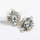 Fancy Round Geometric Crystals Earring Studs