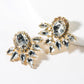 Elegant Half Round Flower Crystal Earring Studs