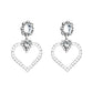 Heart Shaped Pendent Dangle Earrings with Crystals and Pearls