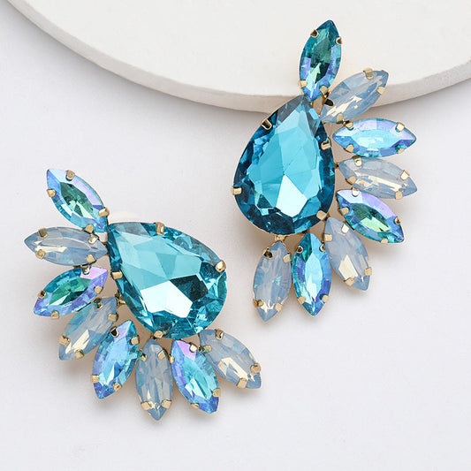 Elegant Round Flower Crystal Earring