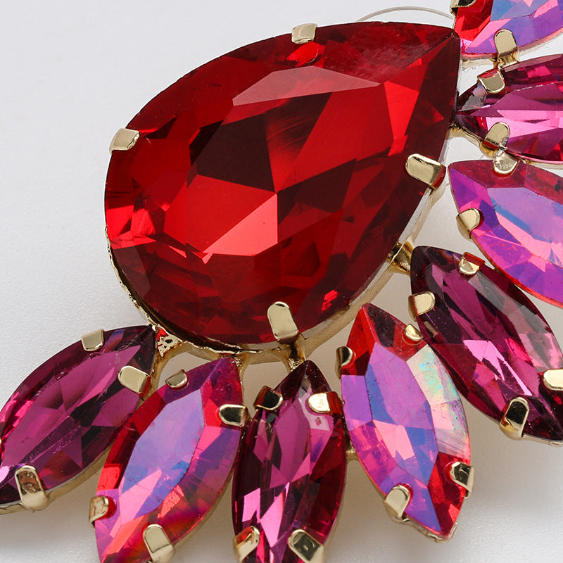 Elegant Round Flower Crystal Earring
